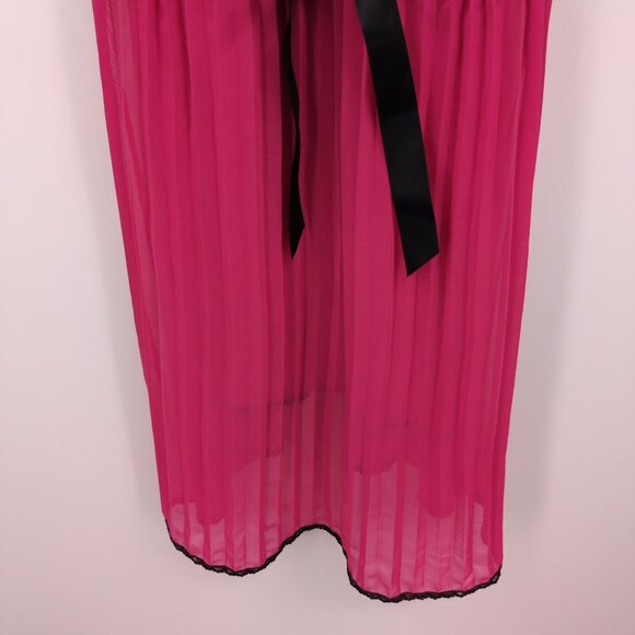 Cacique Women's 18/20 Babydoll Lace Accordion Pleat Nighty Lingerie Pink Black - Picture 5 of 9